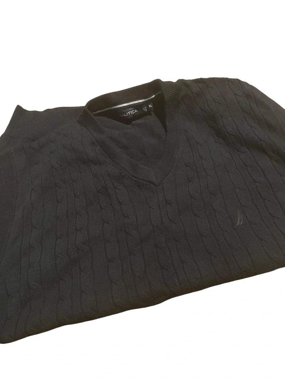 Nautica Men’s Black Cable V-Neck Sweatervest never worn perfect size XL